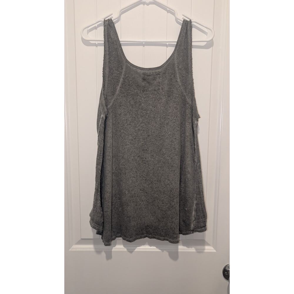 We The Free Gray Cotton Knit Scoop Neck Sleeveless Raw Hem Tank Top M Women - Picture 3 of 4
